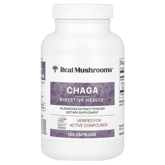 Основное фото товара Грибы, Real Mushrooms Chaga Digestive Health, 120 капсул