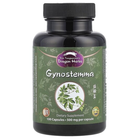 Основне фото товару Gynostemma 500 mg Основне фото товару Dragon Herbs, Gynostemma 500 mg, Трави, 100 капсул
