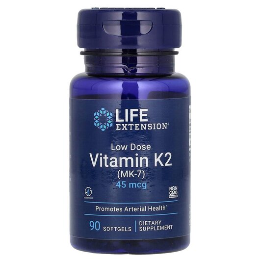 Основное фото товара Low Dose Vitamin K2 MK-7 45 mcg Основное фото товара Life Extension, Витамин K2 45 мкг, Low Dose Vitamin K2, 90 капсул