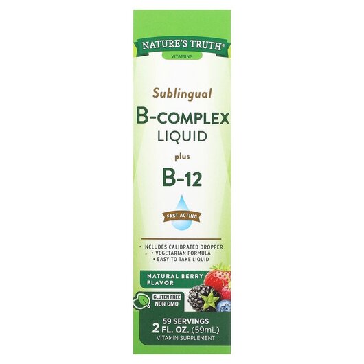 Основное фото товара Vitamins Sublingual B-Complex Liquid Plus B-12 Natural Berry Основное фото товара Vitamins Sublingual B-Complex Liquid Plus B-12 Natural, B-комплек