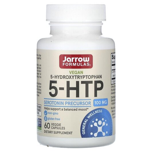 Основне фото товару 5-HTP 100 mg Основне фото товару Jarrow Formulas, 5-HTP, 5-гідрокситриптофан 100 мг, 60 капсул