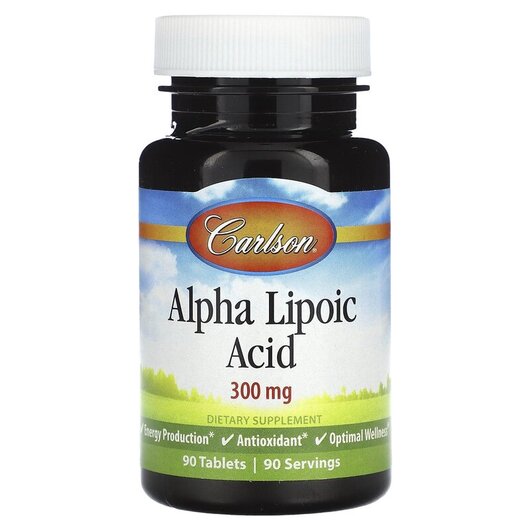 Основное фото товара Carlson, Альфа-липоевая, Alpha Lipoic Acid 300 mg, 90 таблеток