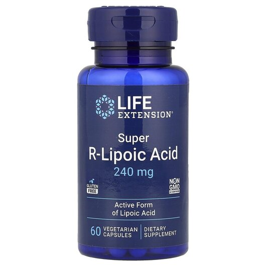 Основне фото товару Life Extension, Super R-Lipoic Acid, R-Ліпоєва кислота, 60 капсул