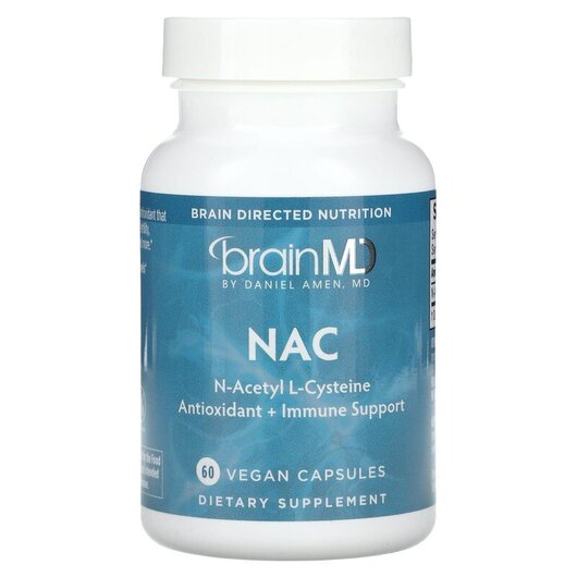 Основне фото товару BrainMD, NAC 600 mg, N-ацетилцистеїн, 60 капсул