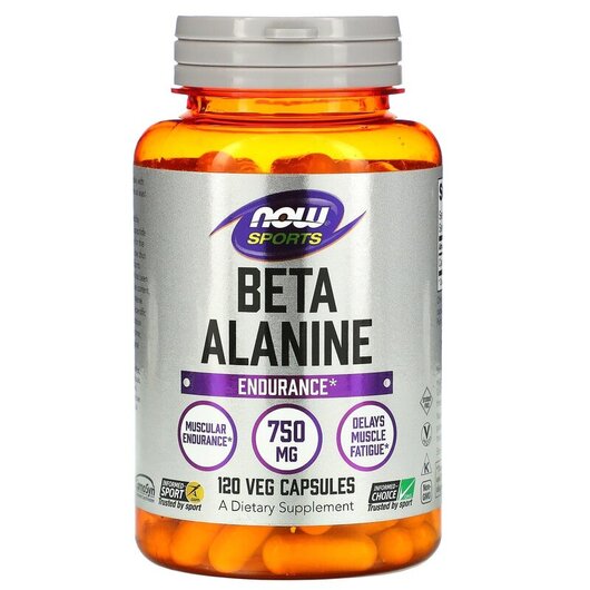 Основне фото товару Sports Beta Alanine 750 mg Основне фото товару NOW Foods, Beta Alanine 750 mg, Спорт бета Аланин 750 мг, 120 кап