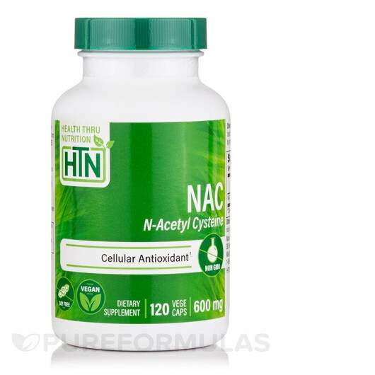 Основне фото товару N-Acetyl Cysteine NAC 600 mg, N-ацетилцистеїн, 120 VegeCaps