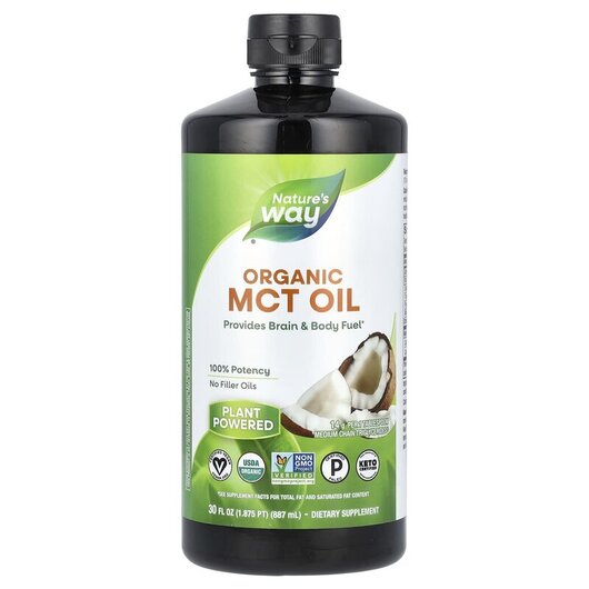 Основне фото товару Organic MCT Oil Основне фото товару Nature's Way, Organic MCT Oil, MCT Олія, 887 мл