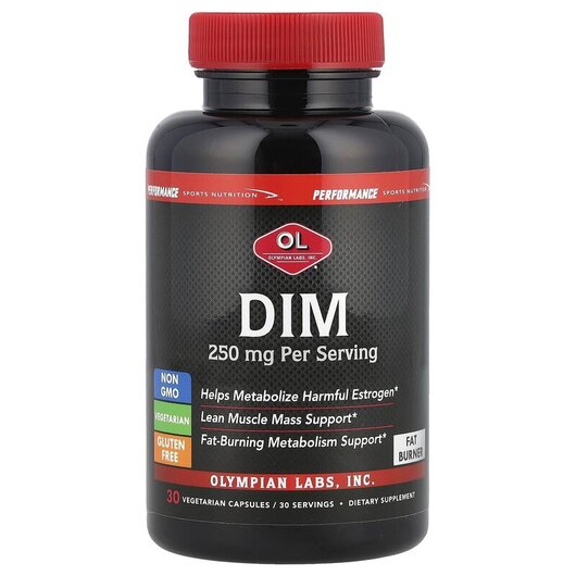 Основне фото товару Performance Sports Nutrition DIM 250 mg Основне фото товару Olympian Labs, DIM 250 mg, Дііндолілметан 250 мг, 30 капсул