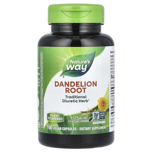 Основне фото товару Dandelion Root 525 mg, Корінь кульбаби 525 мг, 100 капсул