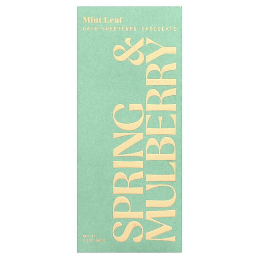 Основне фото товару Spring and Mulberry, Date-Sweetened Chocolate Mint Leaf, Шоколад,
