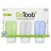 GoToob+ Travel Tube Medium Green Clear & Blue 3 Pack