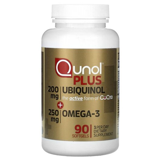 Основное фото товара Qunol, Убихинол, Plus Ubiquinol + Omega-3 200 mg + 250 mg, 90 кап