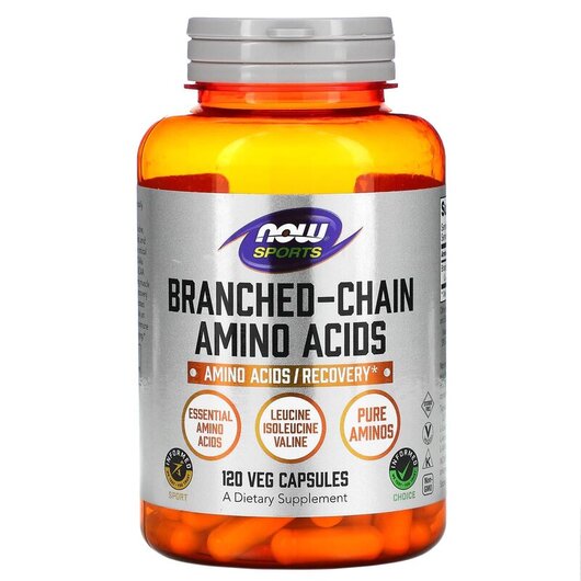 Основне фото товару Sports Branched Chain Amino Acids Основне фото товару NOW Foods, Branched Chain Amino Acids, Амінокислоти, 120 капсул