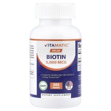 Вітамін B7 Біотин Biotin 5000 mcg Vitamatic 365 таблеток Вітамін B7 Біотин Biotin 5000 mcg Vitamatic 365 таблеток