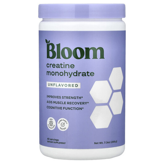 Основне фото товару Bloom, Creatine Monohydrate Unflavored, Креатин, 206 г