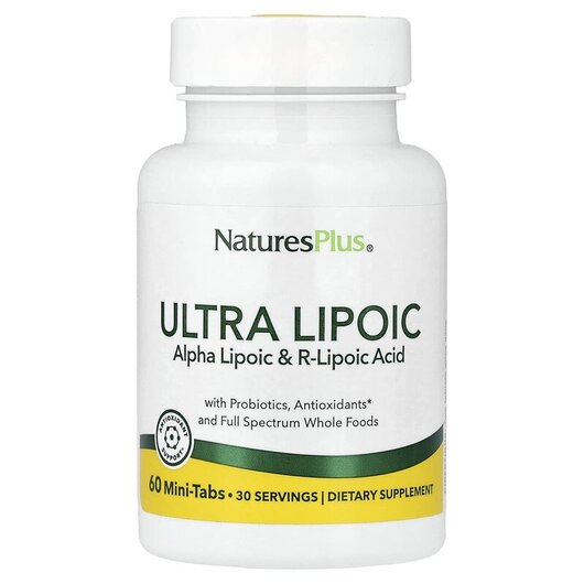 Основне фото товару Ultra Lipoic Основне фото товару Natures Plus, Ultra Lipoic, Альфа-ліпоєва, 60 міні-таблеток