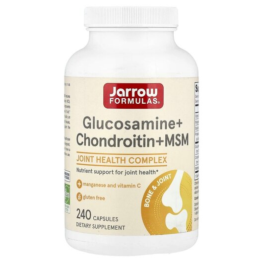 Основне фото товару Glucosamine Chondroitin MSM Combination Основне фото товару Jarrow Formulas, Glucosamine MSM, Глюкозамін МСМ, 240 капсул