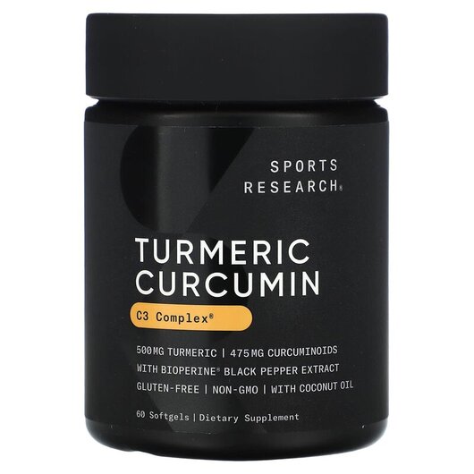 Основное фото товара Sports Research, Куркумин, Turmeric Curcumin C3 Complex, 60 капсу