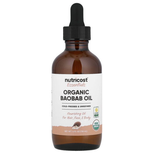 Основное фото товара Essentials Organic Baobab Oil Основное фото товара Nutricost, Эфирное масло, Essentials Organic Baobab Oil, 118 мл