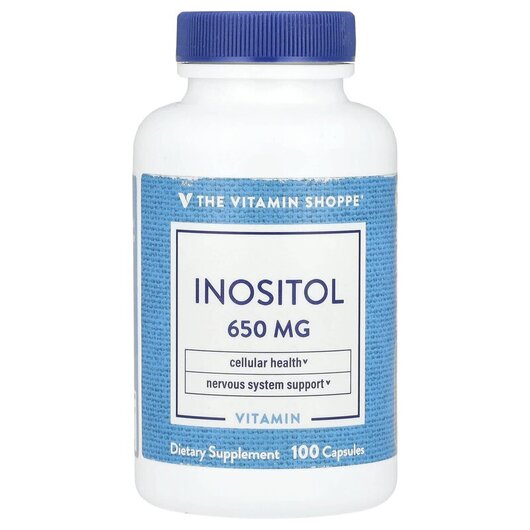 Основне фото товару Inositol 650 mg Основне фото товару TheVitaminShoppe, Inositol 650 mg, Вітамін B8 Інозитол, 100 капсу