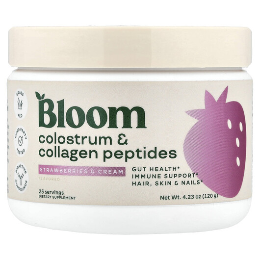 Основне фото товару Bloom, Colostrum & Collagen Peptides Strawberries & Cream