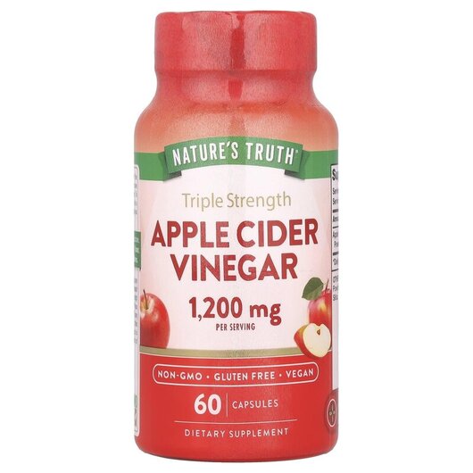 Основное фото товара Яблочный уксус, Triple Strength Apple Cider Vinegar, 60 капсул
