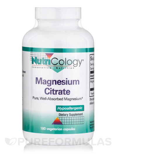 Основное фото товара Magnesium Citrate Основное фото товара Nutricology, Магний, Magnesium Citrate, 180 капсул