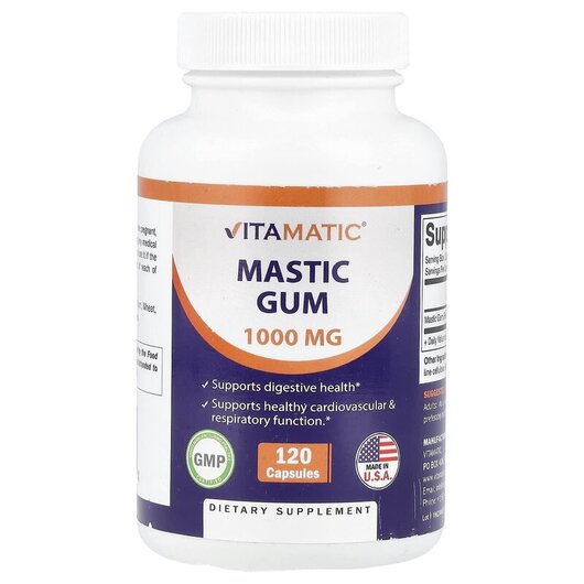 Основне фото товару Vitamatic, Mastic Gum 1000 mg, Мастикова смола, 120 капсул