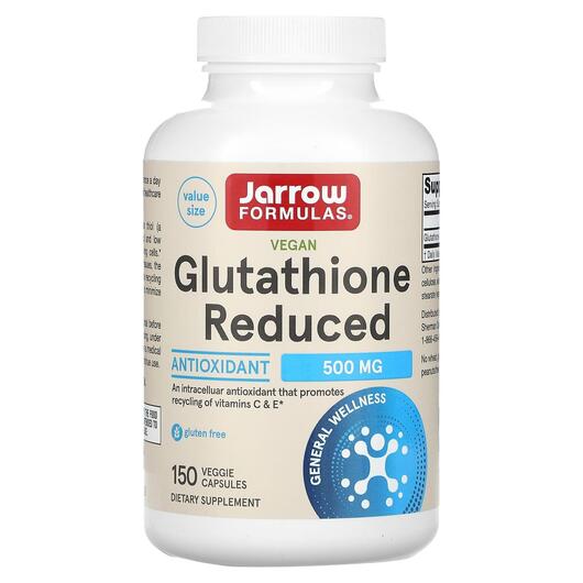 Основное фото товара Glutathione Reduced 500 mg Основное фото товара Jarrow Formulas, Глутатион 500 мг, Glutathione Reduced, 150 капсу