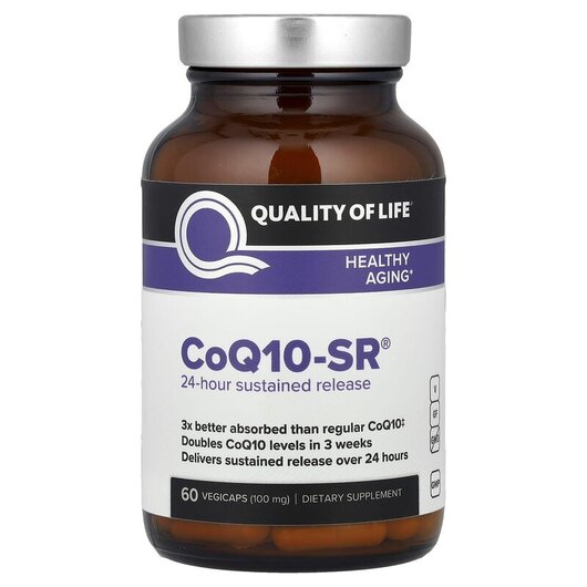 Основне фото товару Quality of Life, CoQ10-SR 100 mg, Коензим CoQ10, 60 капсул