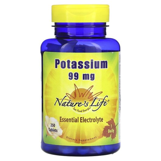 Основное фото товара Natures Life, Калий, Potassium 99 mg, 250 таблеток