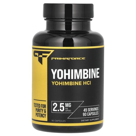 Основное фото товара Yohimbine HCl 2.5 mg Основное фото товара Primaforce, Йохимбин HCl 25 мг, Yohimbine HCl 2.5 mg, 90 капсул