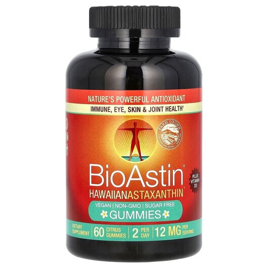 Основное фото товара Астаксантин, BioAstin Hawaiian Astaxanthin Gummies Citrus, 60 таб