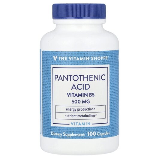 Основне фото товару Pantothenic Acid Vitamin B5 500 mg, Вітамін B, 100 капсул