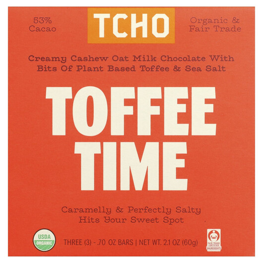 Основне фото товару Toffee Time Oat Milk Chocolate With Toffee & Sea Salt 53% Cacao Основне фото товару Toffee Time Oat Milk Chocolate With Toffee, Молочний шоколад, 3 B