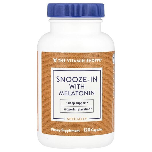 Основное фото товара Snooze-In With Melatonin Основное фото товара TheVitaminShoppe, Мелатонин, Snooze-In With Melatonin, 120 капсул