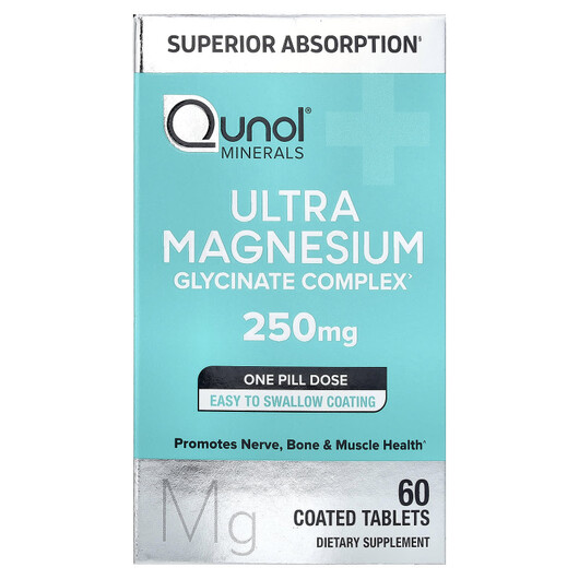 Основне фото товару Qunol, Ultra Magnesium Glycinate Complex 250 mg, Магній, 60 табле