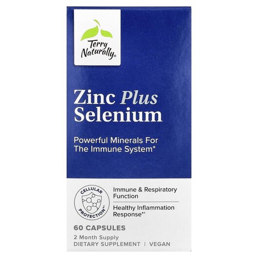 Основное фото товара Zinc Plus Selenium Основное фото товара Terry Naturally, Цинк и Селен, Zinc Plus Selenium, 60 капсул