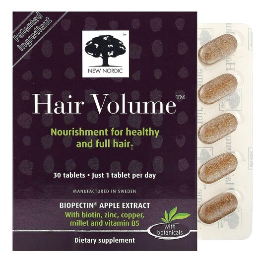 Основне фото товару Hair Volume With Apple Extract 30, Шкіра нігті волосся, 30 таблет