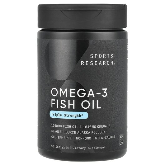 Основне фото товару Triple Stength Omega-3 Fish Oil, Омега-3 1250 мг, 90 капсул