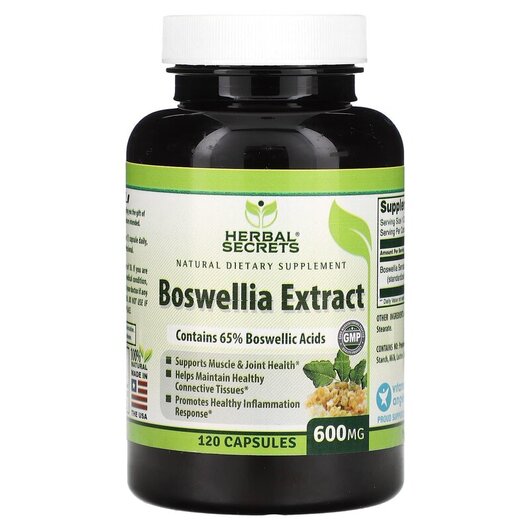 Основне фото товару Boswellia Extract 600 mg Основне фото товару Herbal Secrets, Boswellia Extract 600 mg, Босвелія, 120 капсул