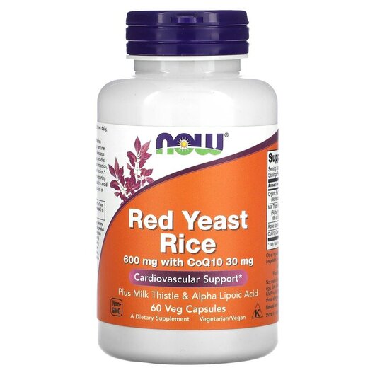 Основное фото товара NOW Foods, Красный дрожжевой рис, Red Yeast Rice 600 mg, 60 капсу