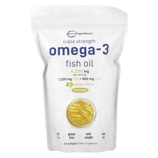 Основное фото товара Micro Ingredients, Омега 3, Triple Strength Omega-3, 240 капсул
