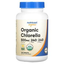 Хлорела Organic Chlorella 500 mg Nutricost 240 таблеток