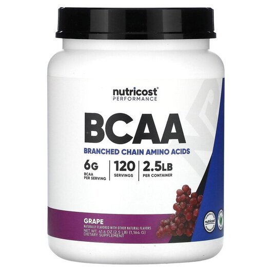 Основне фото товару Performance BCAA Grape Основне фото товару Nutricost, Performance BCAA Grape, БЦАА, 1164 г