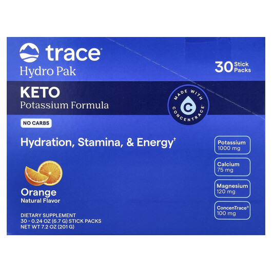 Основне фото товару Hydro Pak Keto Orange 30 Stick Packs Основне фото товару Trace, Hydro Pak Keto Orange 30 Stick Packs, Контроль ваги, 6.7 g