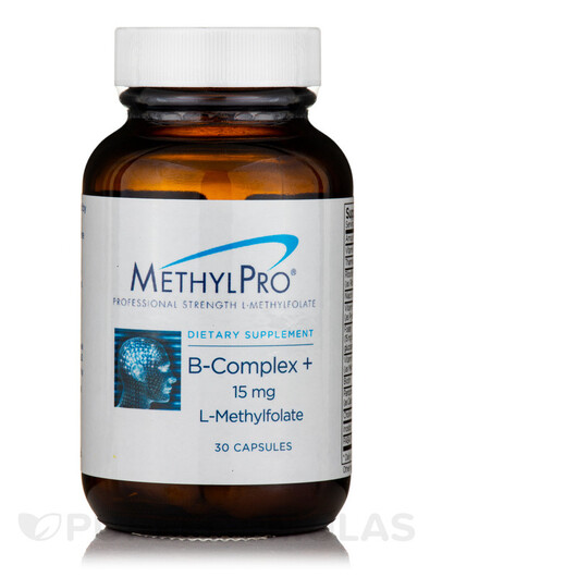 Основне фото товару B-Complex + 15 mg L-Methylfolate Основне фото товару MethylPro, B-Complex + 15 mg L-Methylfolate, B-комплекс, 30 капсу