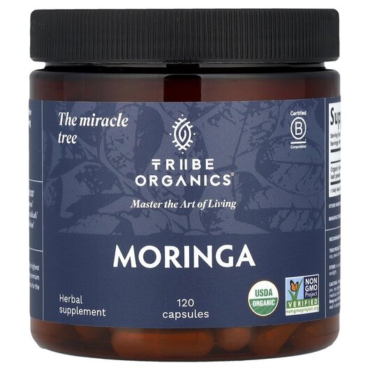 Основное фото товара Tribe Organics, Моринга, Moringa 1800 mg, 120 капсул