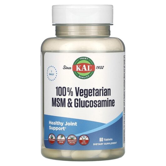 Основне фото товару 100% Vegetarian MSM & Glucosamine, Глюкозамін Хондроітин, 60 