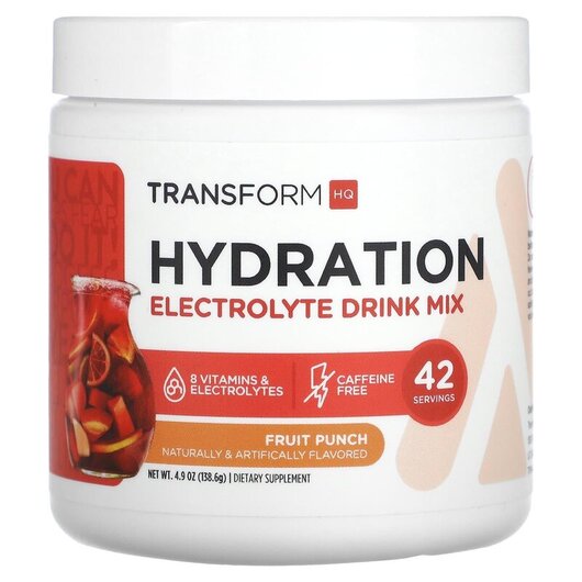 Основное фото товара Электролиты, Hydration Electrolyte Drink Mix Fruit Punch, 138.6 г